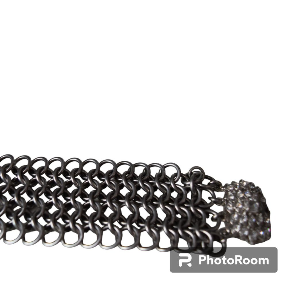 Wide Handcrafted European Chainmaille Weave Statement Bracelet.
